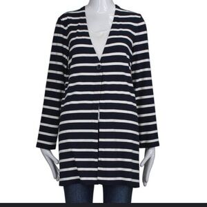 J.Jill WearEver Blue White Striped Lightweight Cardigan Duster Size Medium